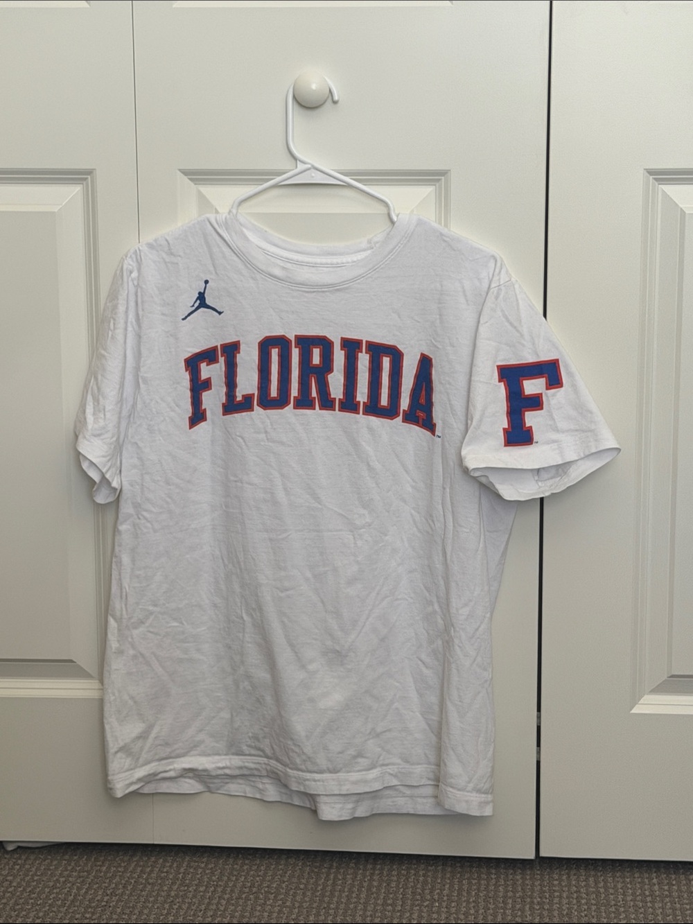 Nike White Short-Sleeve Tee with Blue and Orange Florida Graphic
